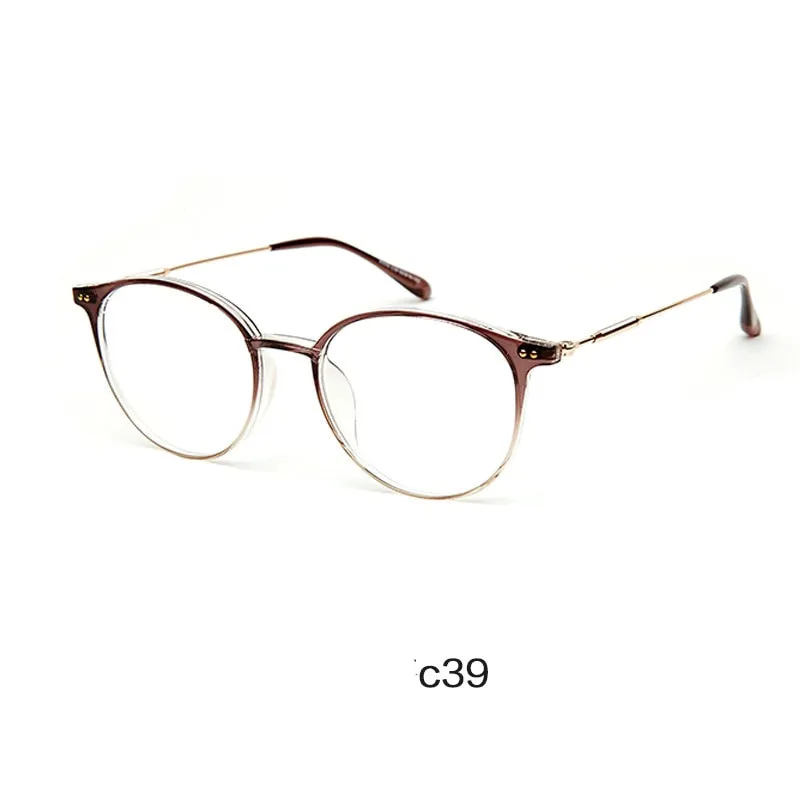 Hotony Unisex Full Rim Round Acetate Alloy Frame Eyeglasses
