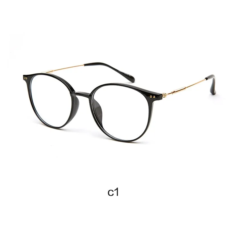 Hotony Unisex Full Rim Round Acetate Alloy Frame Eyeglasses