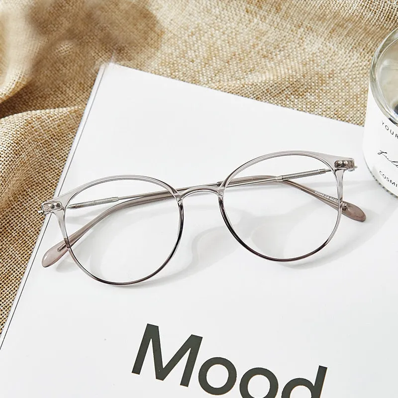 Hotony Unisex Full Rim Round Acetate Alloy Frame Eyeglasses