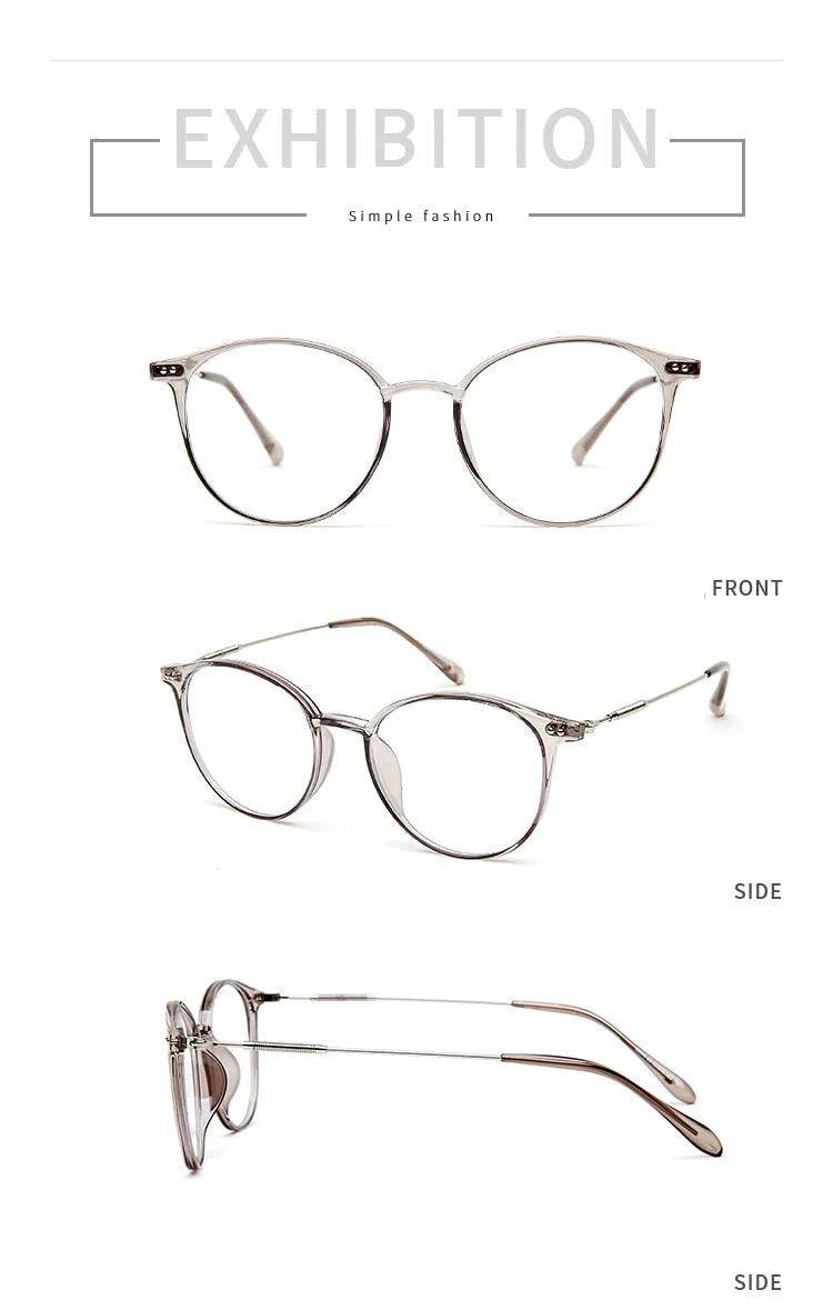 Hotony Unisex Full Rim Round Acetate Alloy Frame Eyeglasses