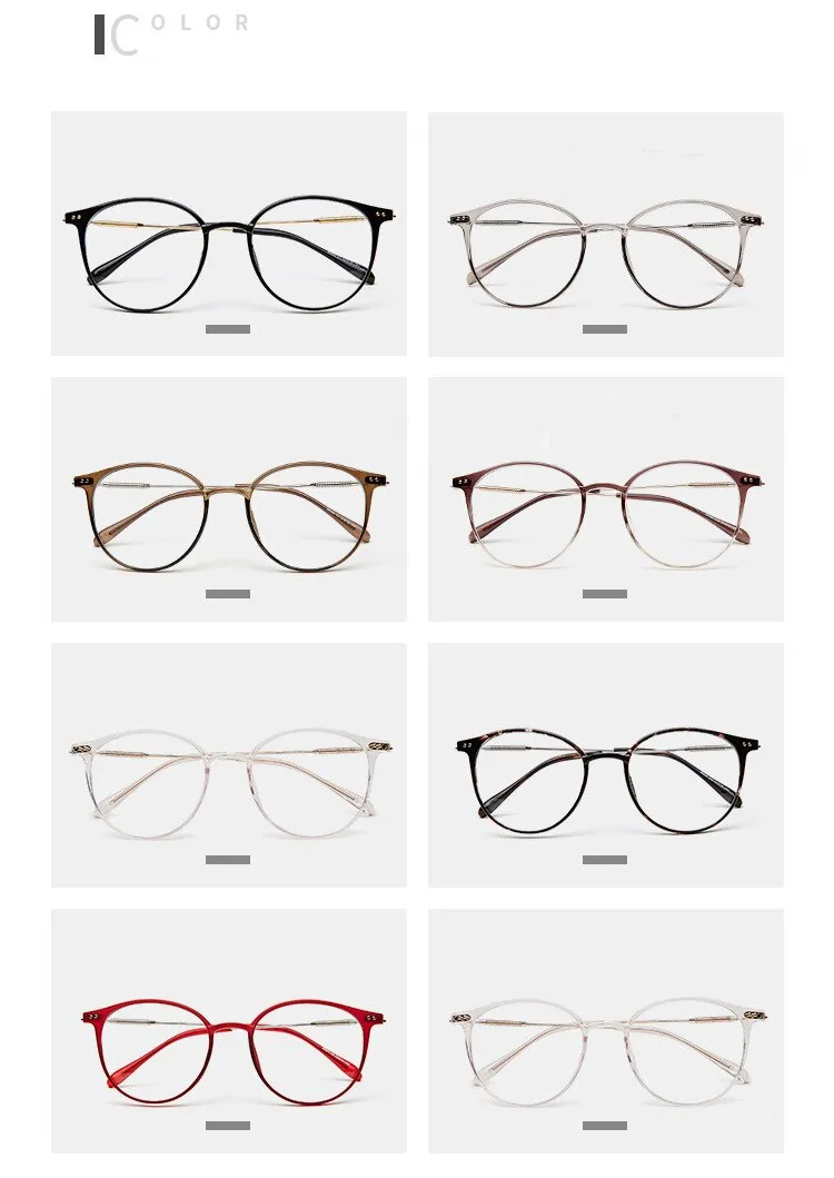 Hotony Unisex Full Rim Round Acetate Alloy Frame Eyeglasses