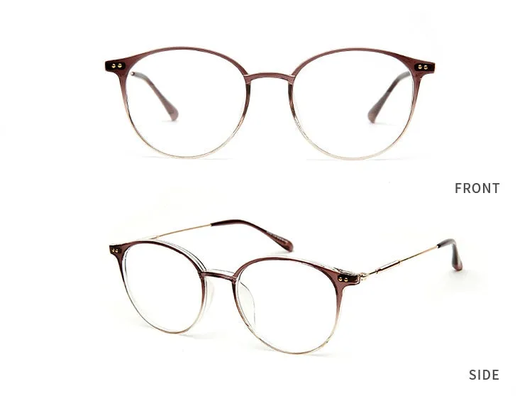 Hotony Unisex Full Rim Round Acetate Alloy Frame Eyeglasses