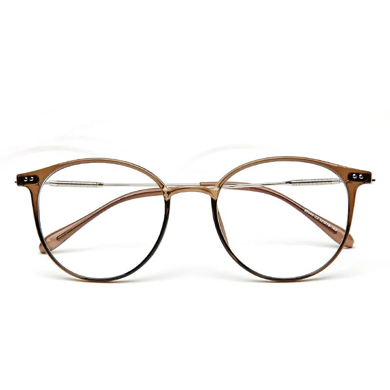 Hotony Unisex Full Rim Round Acetate Alloy Frame Eyeglasses