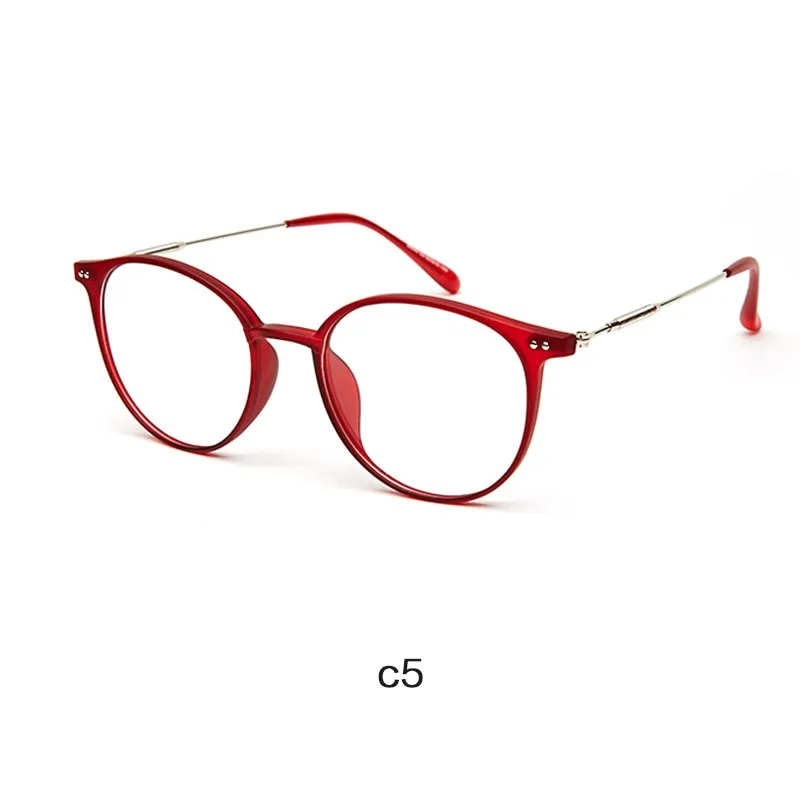 Hotony Unisex Full Rim Round Acetate Alloy Frame Eyeglasses