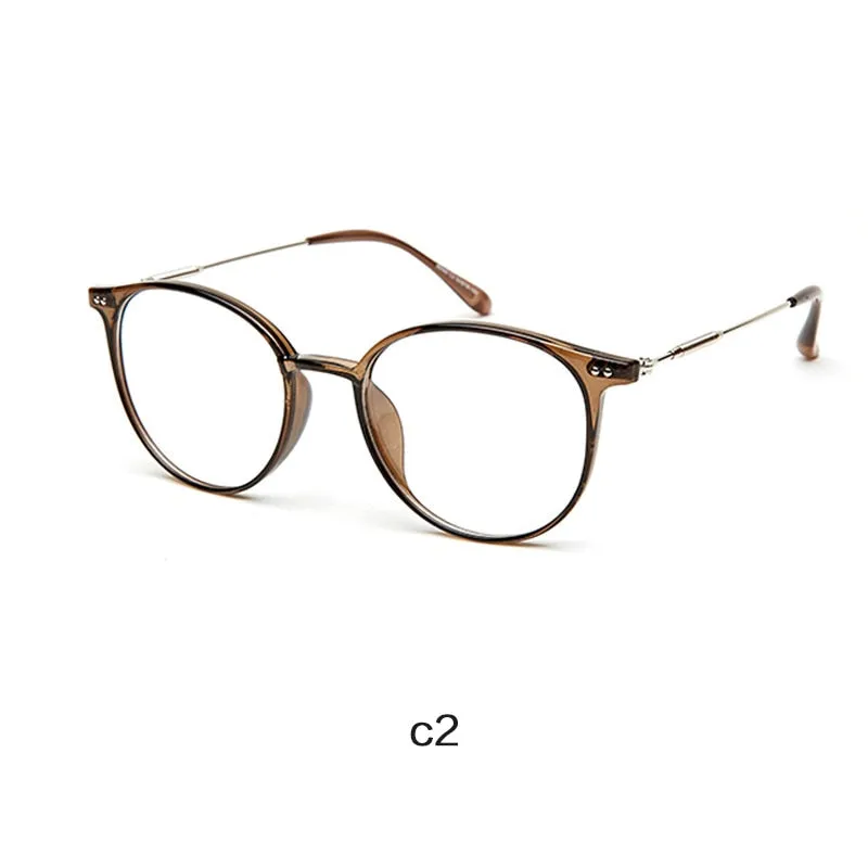 Hotony Unisex Full Rim Round Acetate Alloy Frame Eyeglasses