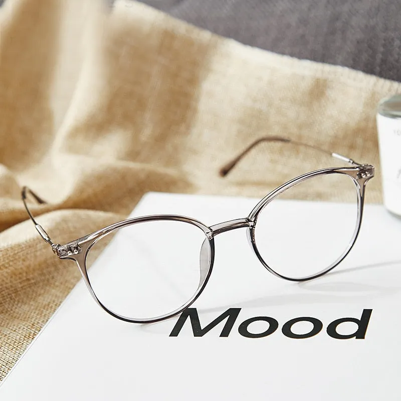 Hotony Unisex Full Rim Round Acetate Alloy Frame Eyeglasses