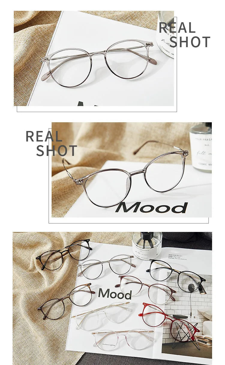 Hotony Unisex Full Rim Round Acetate Alloy Frame Eyeglasses