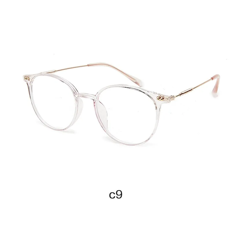Hotony Unisex Full Rim Round Acetate Alloy Frame Eyeglasses