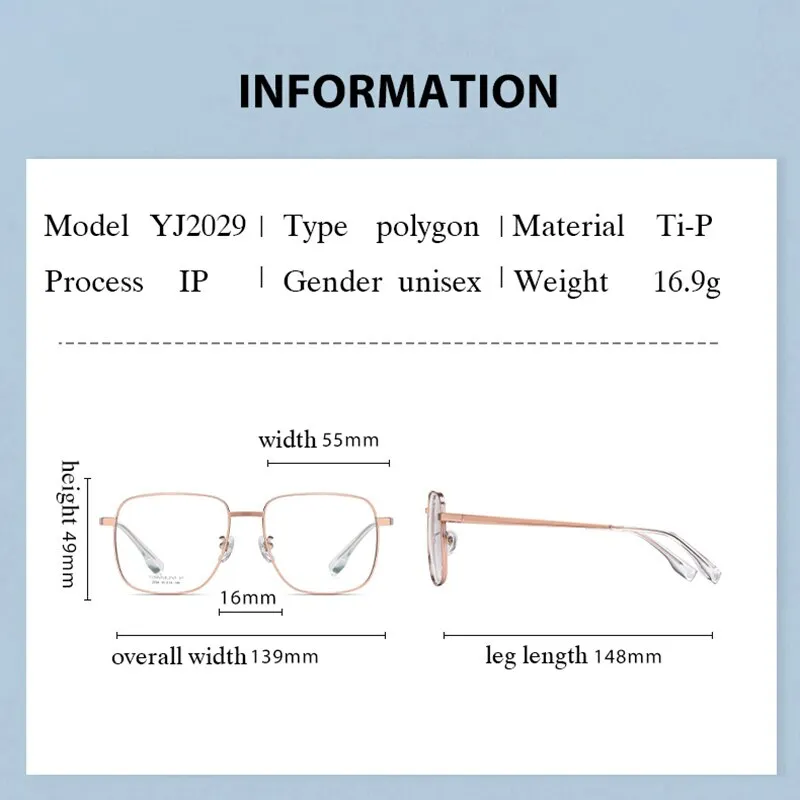 Hotony Women's Full Rim Square Titanium Frame Eyeglasses Yj2029