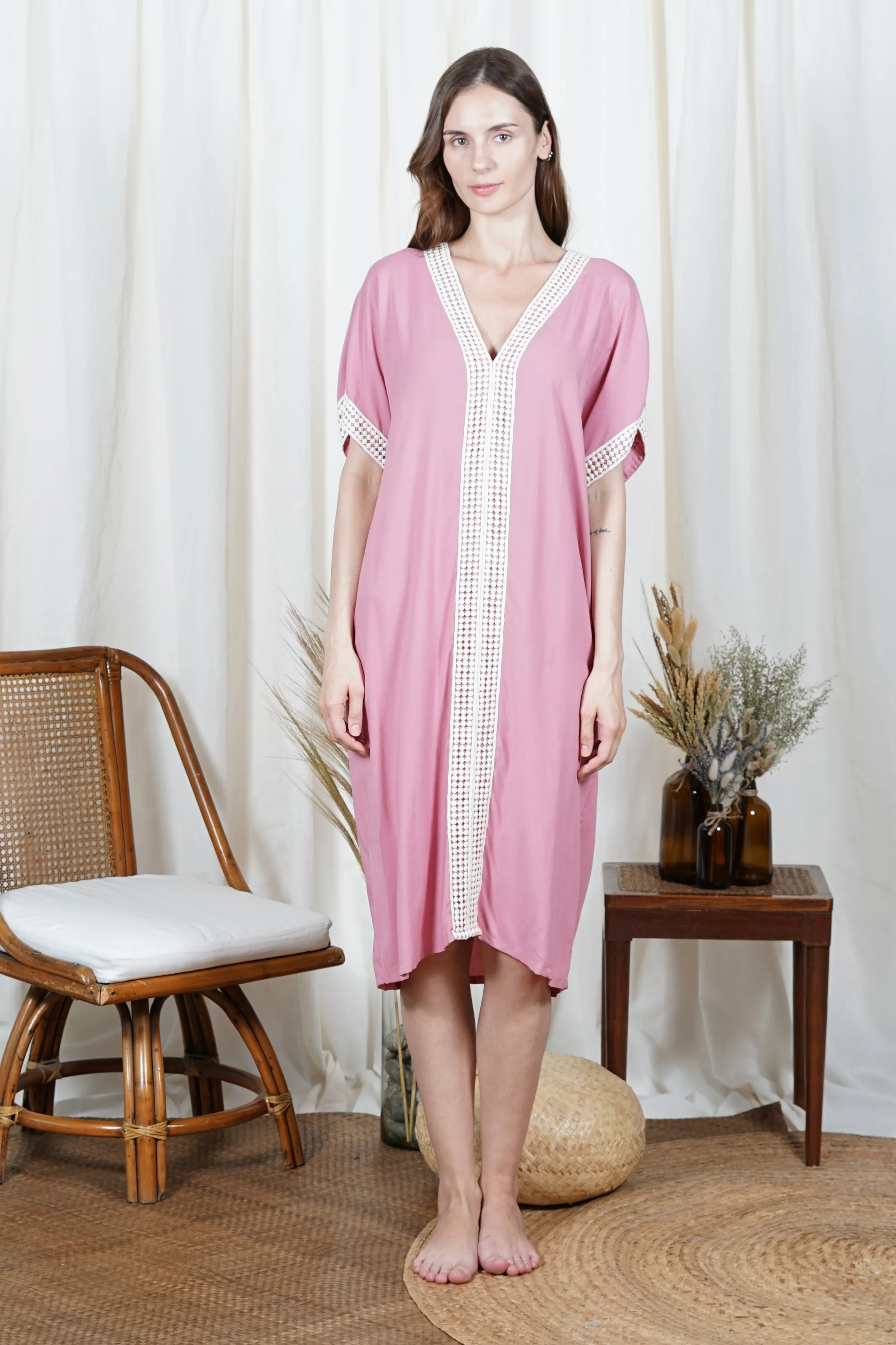 IHILANI Kaftan with Trim (Rose)