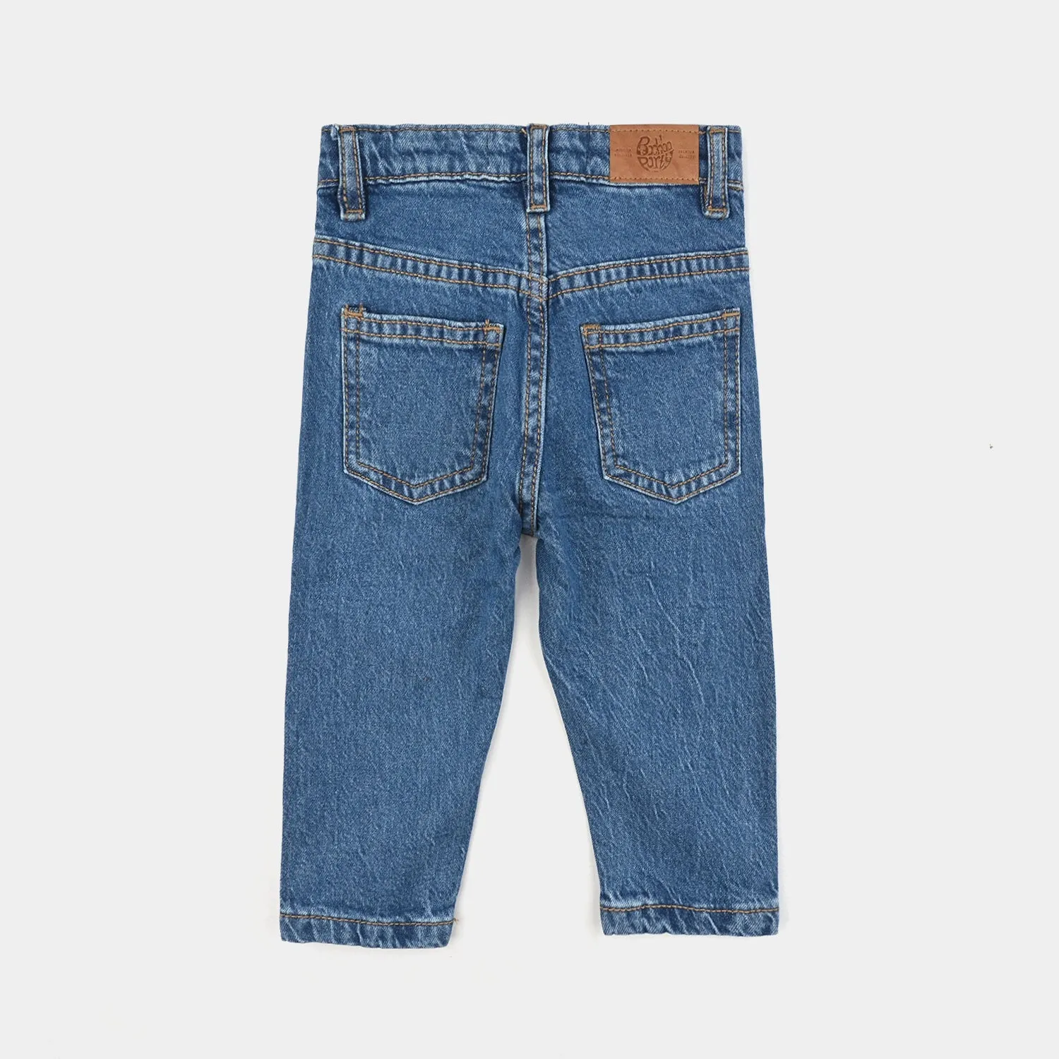 Infant Girls Denim Stretch Denim Pant Bow-Mid Blue