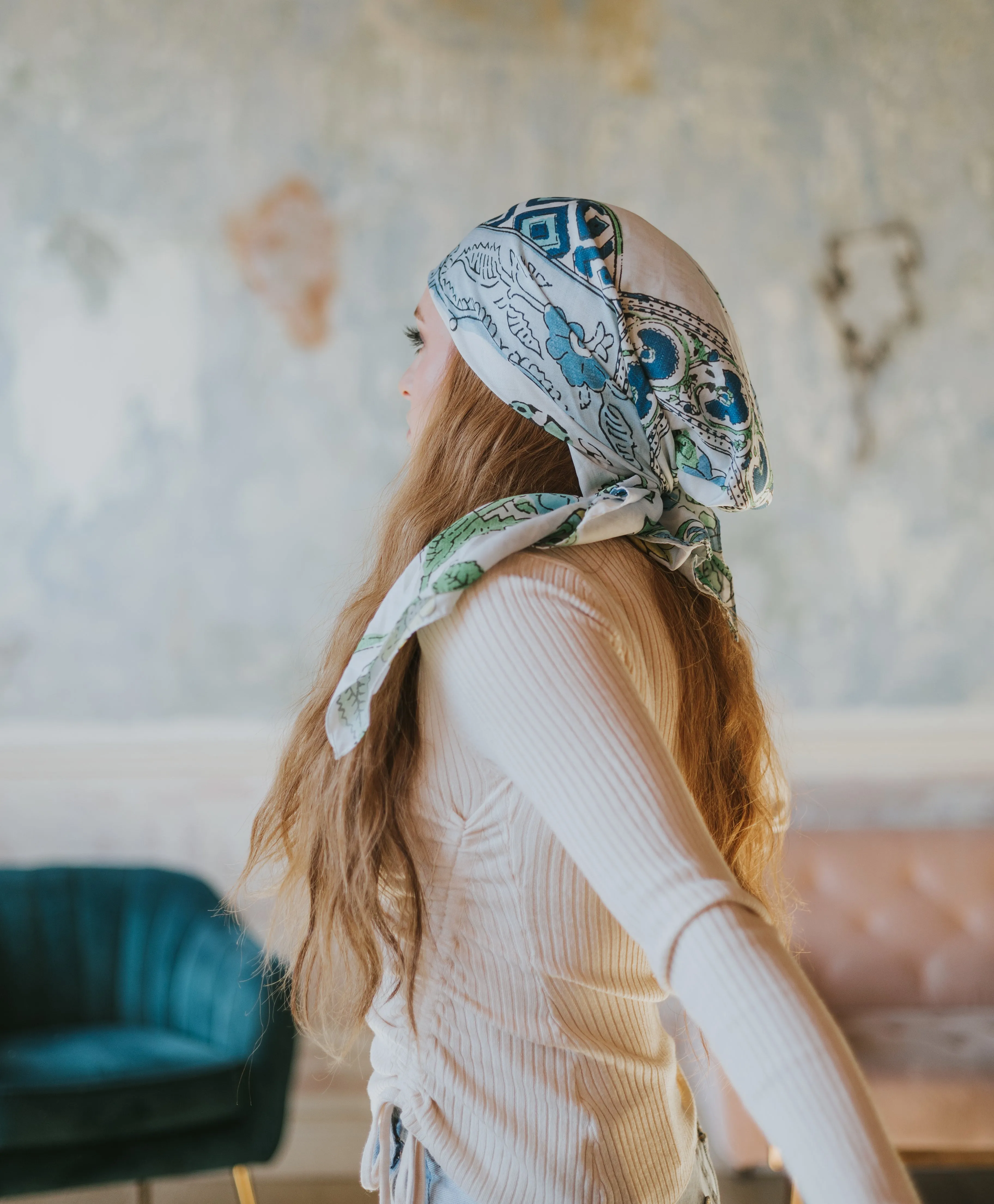Italian Floral Head Scarf