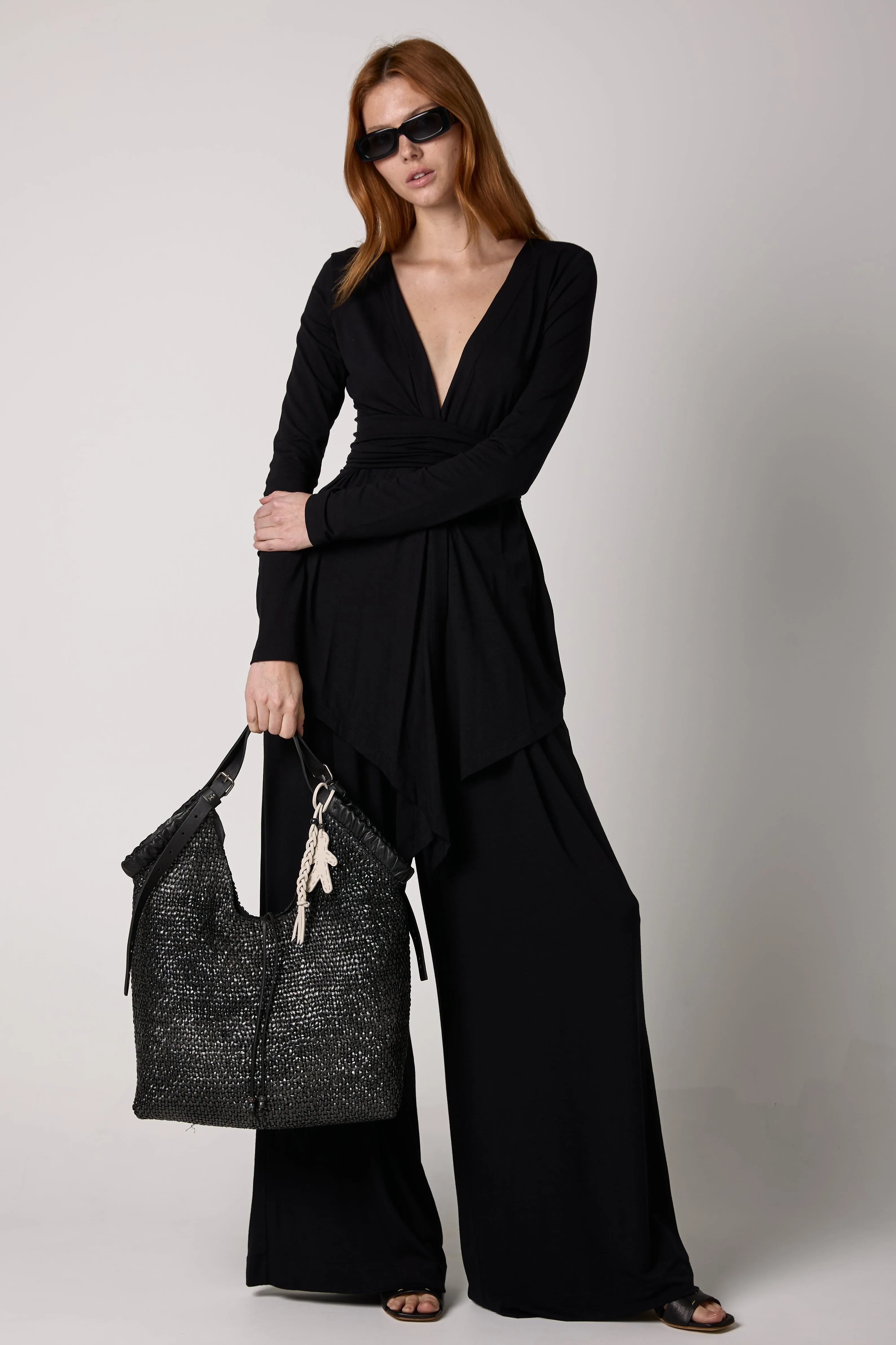 Jersey Wide Leg Pant in Nero