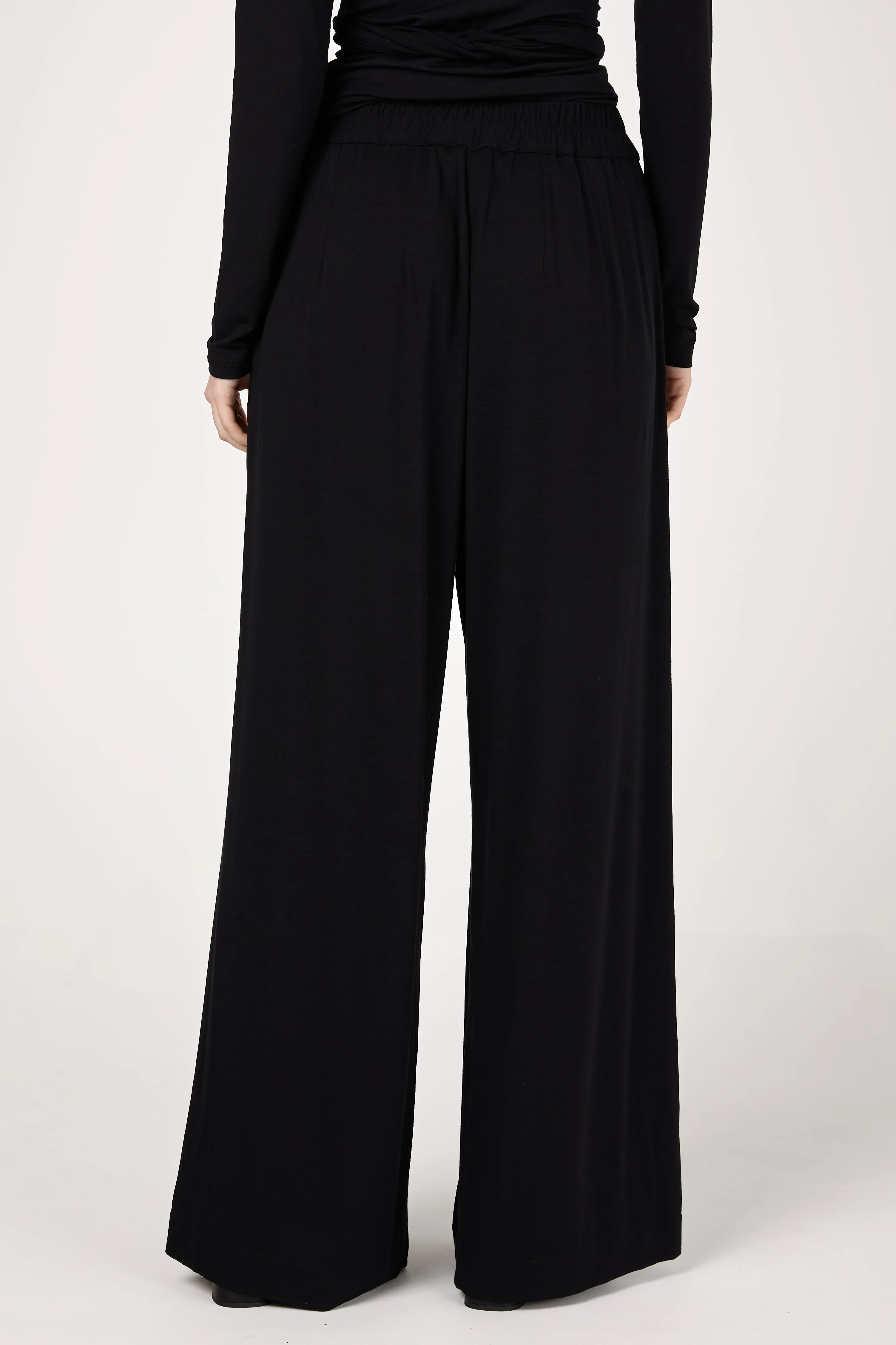 Jersey Wide Leg Pant in Nero