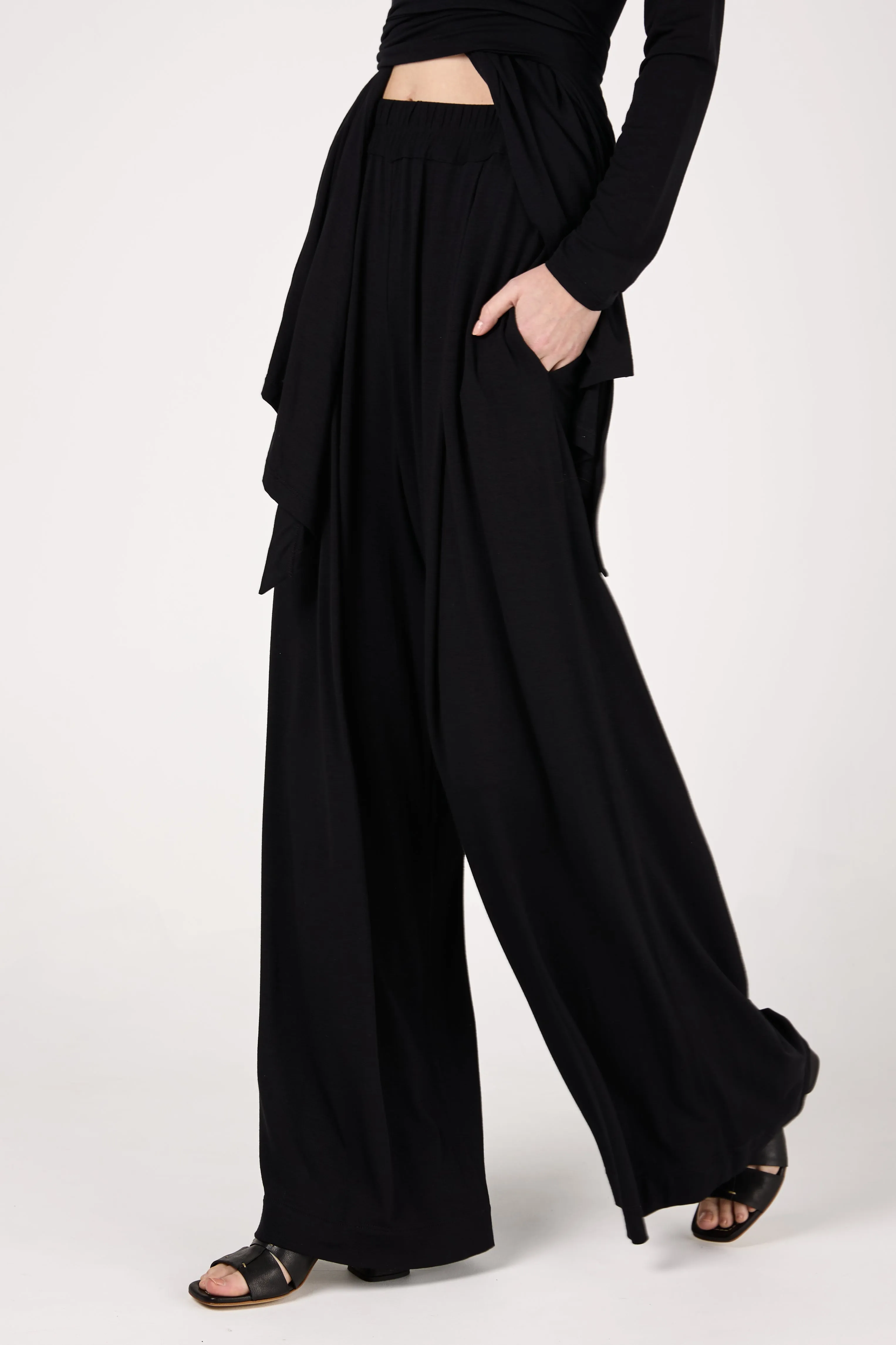 Jersey Wide Leg Pant in Nero