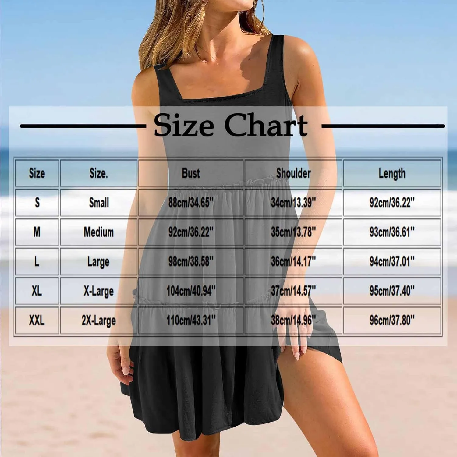 JOAU Womens Summer Casual Square Neck A Line Mini Sundress Sleeveless Flowy Ruffle Tiered Tank Dress Beach Vacation Outfits