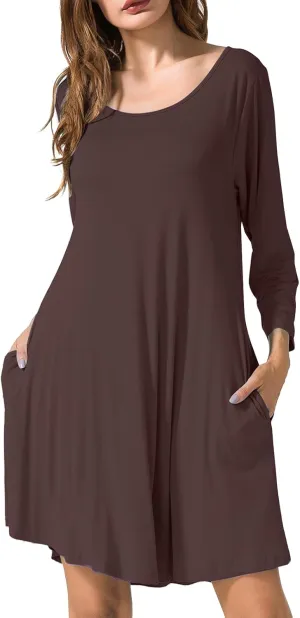 JollieLovin Women 3/4 Sleeve Plus Size Casual Fall Dresses 2024 Crew Neck T Shirt Long Tunic Dress