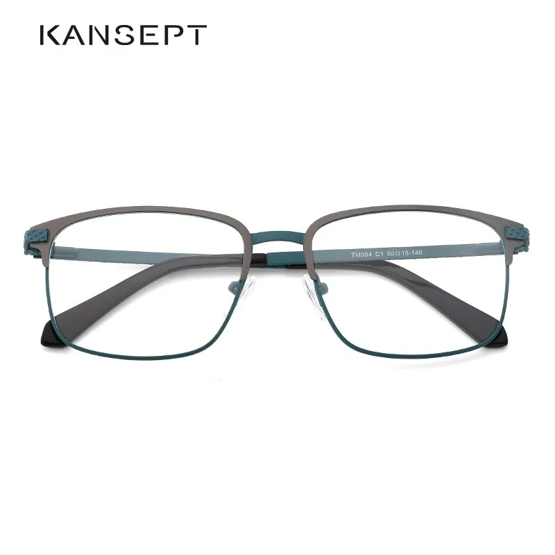 Kansept Men's Full Rim Square Stainless Steel Alloy Frame Eyeglasses Tm004