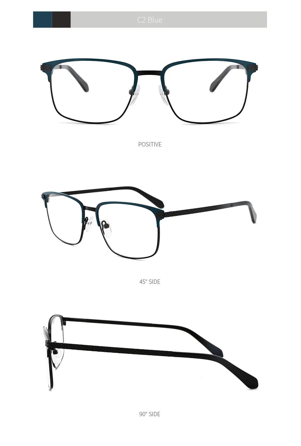 Kansept Men's Full Rim Square Stainless Steel Alloy Frame Eyeglasses Tm004