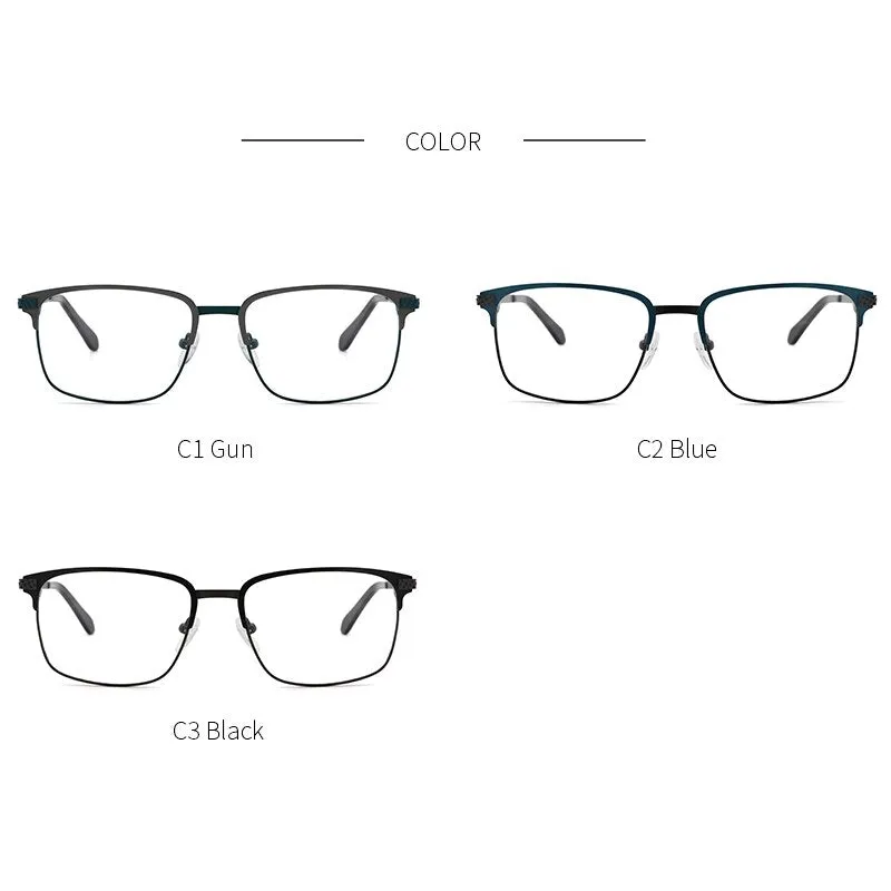 Kansept Men's Full Rim Square Stainless Steel Alloy Frame Eyeglasses Tm004