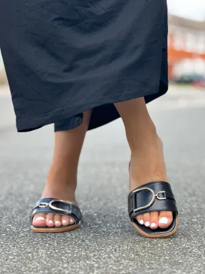 Karla Metal Detail Sandal / Black