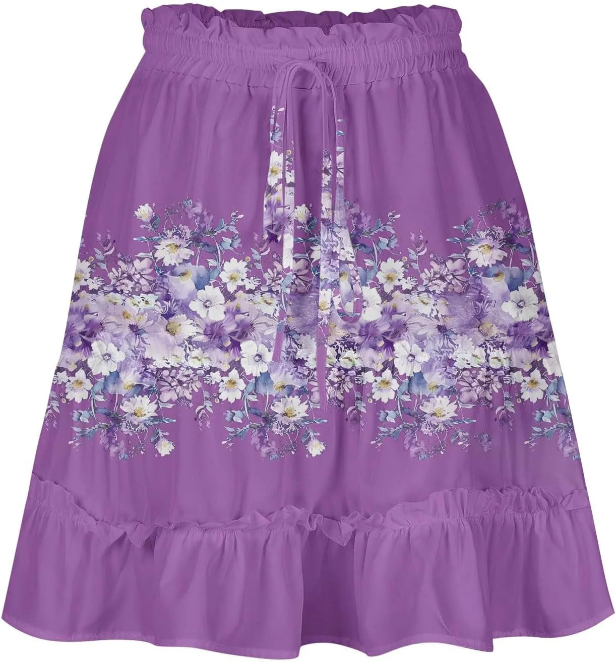 Ladies Floral Boho Skirts 2025 Trendy Summer Ruffle Swing Beach Skirt Casual Bohemian Vacation Skirt for Women