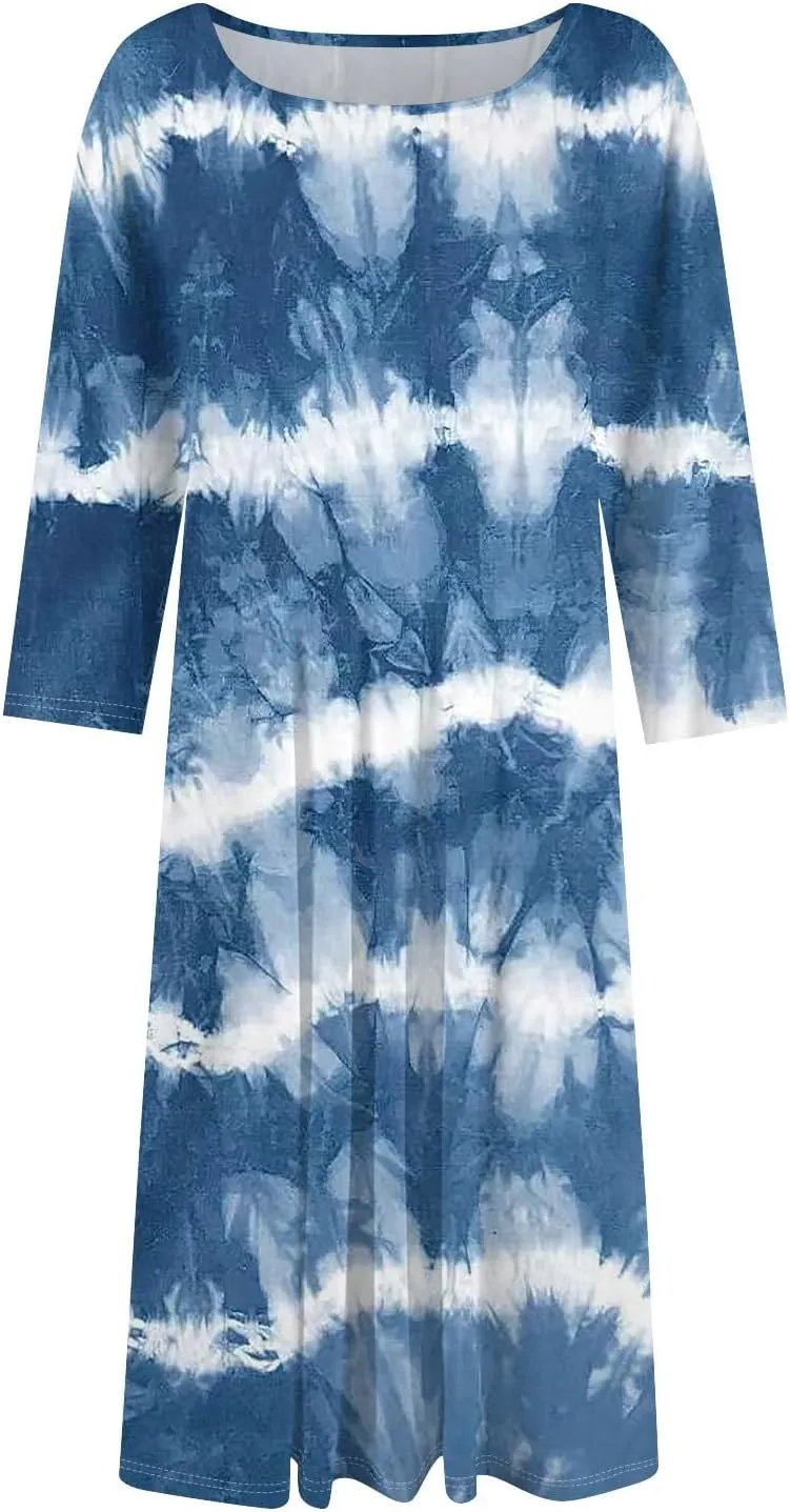Ladies Floral Lightweight Dress Midi Breathable Beachwear Sleevelesss Vacation A-Line Weddings Pockets, Fashion Dresses