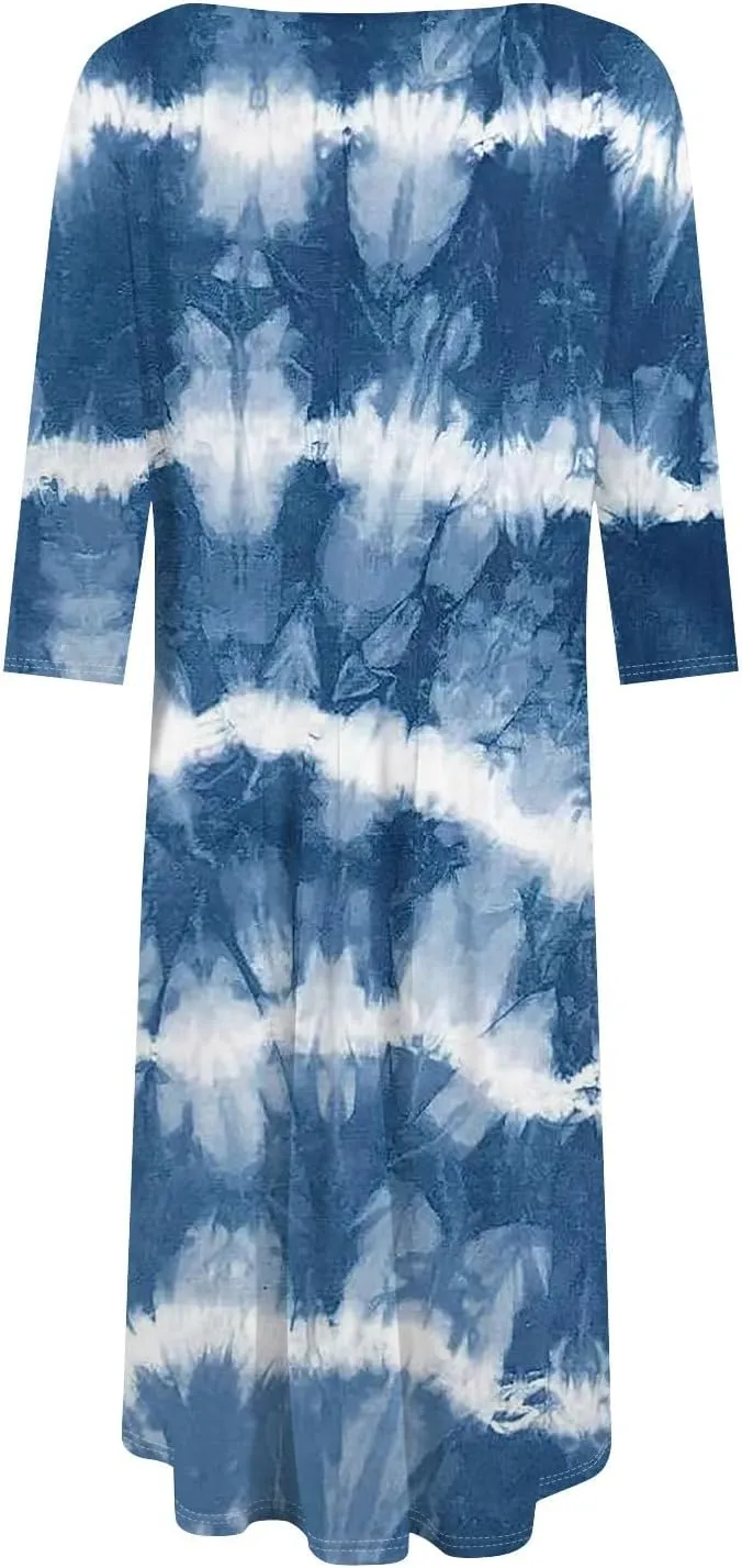 Ladies Floral Lightweight Dress Midi Breathable Beachwear Sleevelesss Vacation A-Line Weddings Pockets, Fashion Dresses