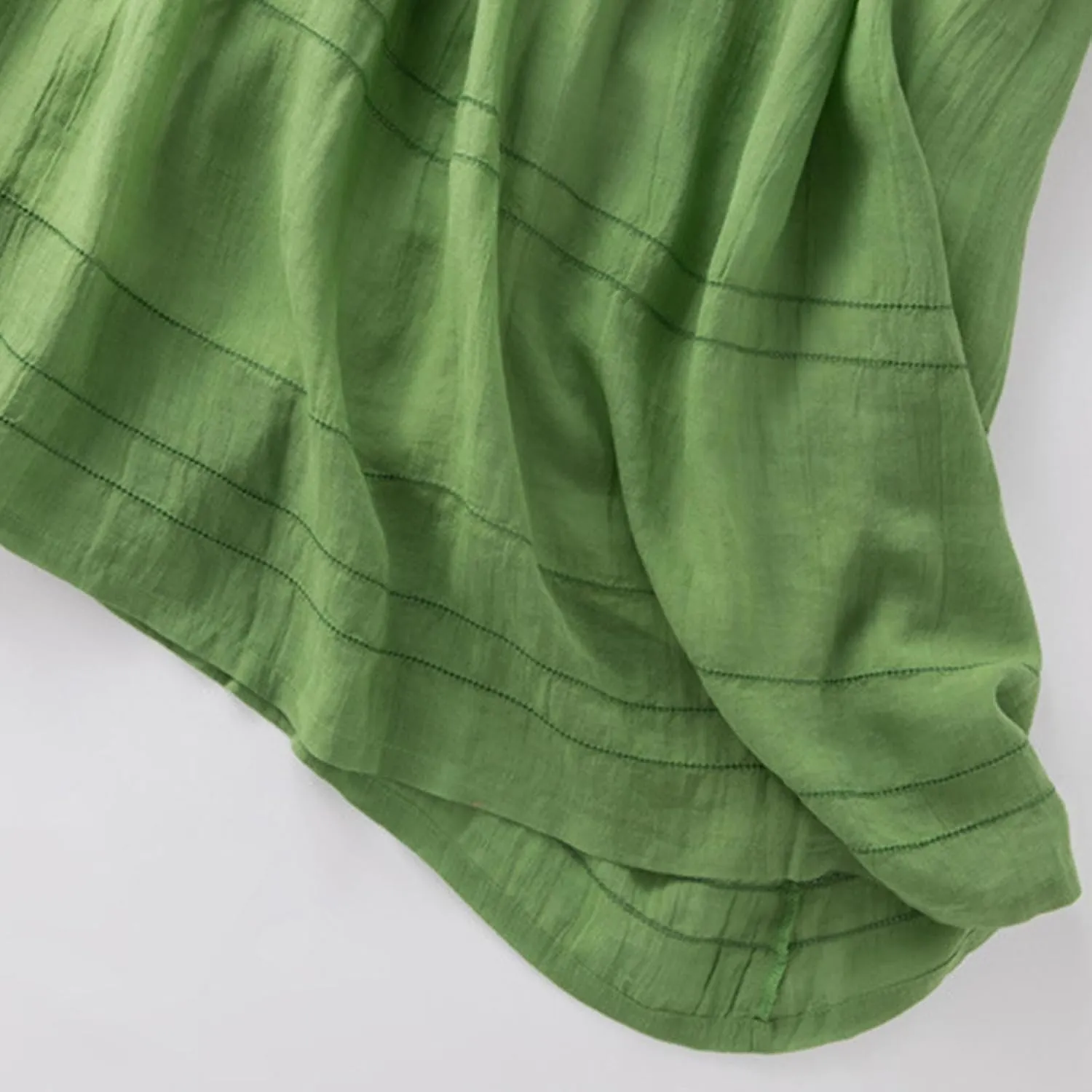 Linen Dresses for Women Casual Short Sleeve Sundress Fashion Solid Color Loose Button V-Neck Pleated Summer Dress