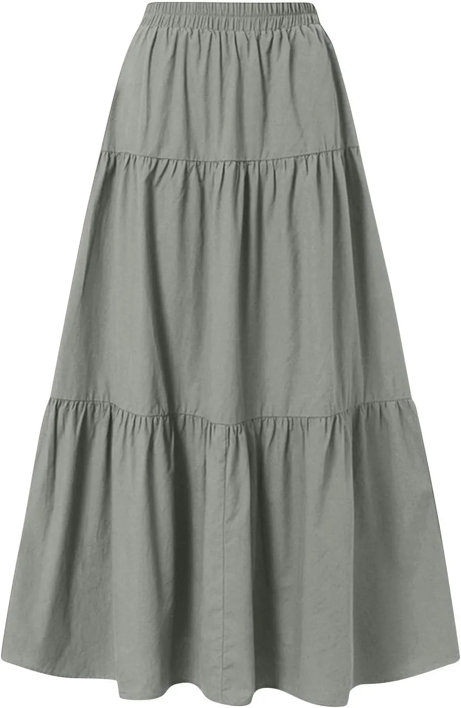 Linen Skirts for Women 2025 Casual Summer Bow High Waisted Tiered Maxi Skirt Flowy Vacation Beach Long Pleated Skirt
