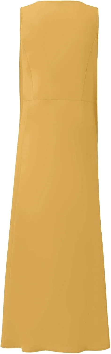 Linen Summer Dresses for Women 2025 Plus Size Maxi Flowy Sleeveless Sun Dress Beach Boho Casual Sundresses with Pockets