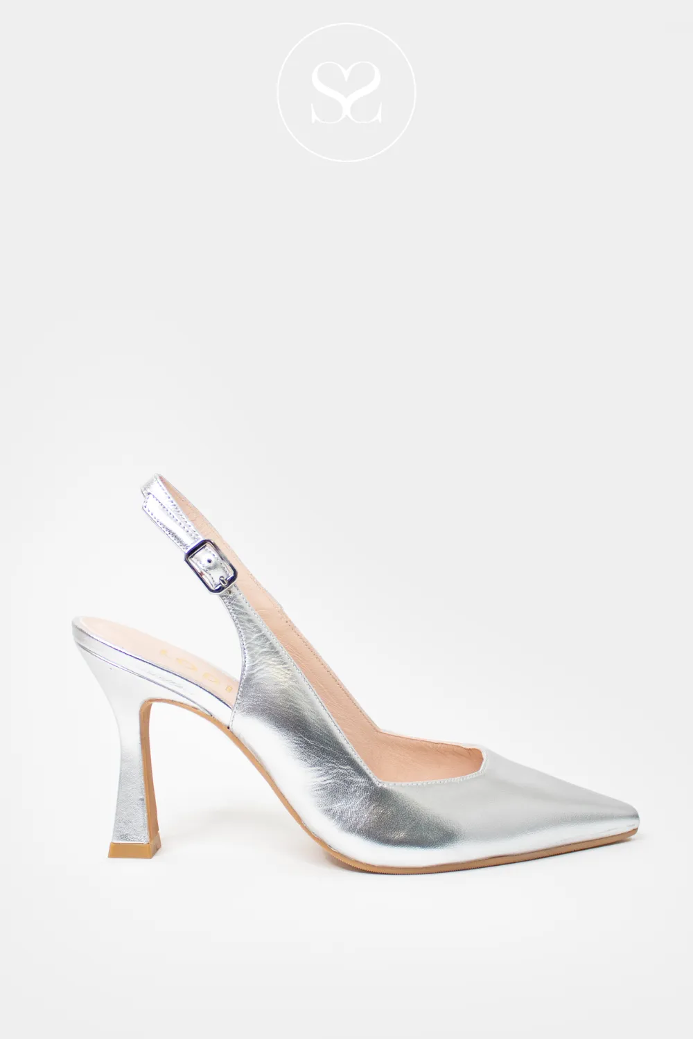 LODI MODERN SILVER LEATHER HIGH HEEL SLINGBACK