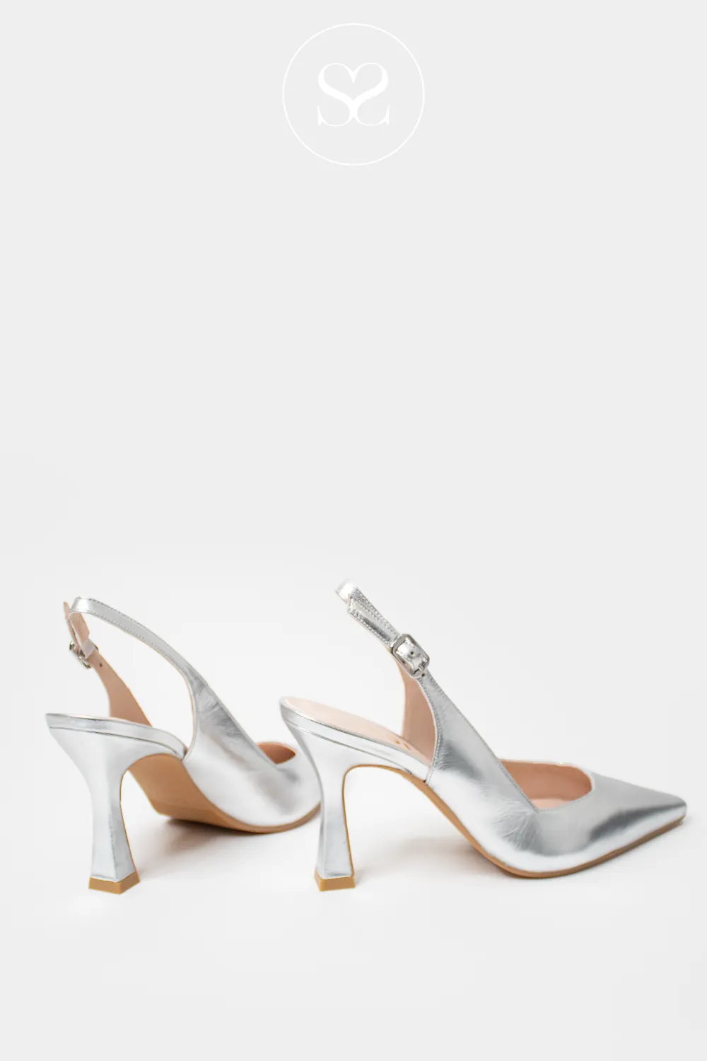 LODI MODERN SILVER LEATHER HIGH HEEL SLINGBACK