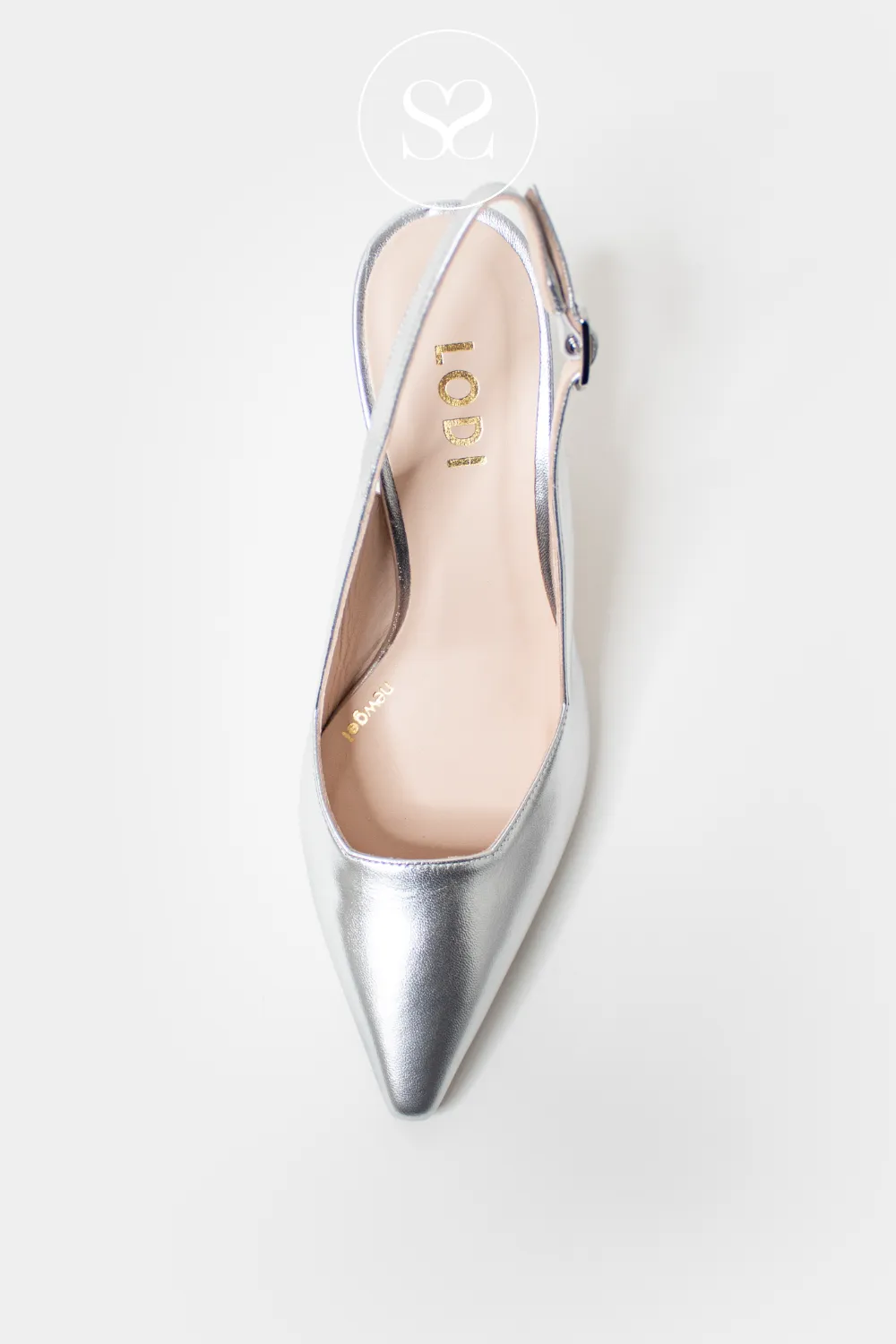 LODI MODERN SILVER LEATHER HIGH HEEL SLINGBACK