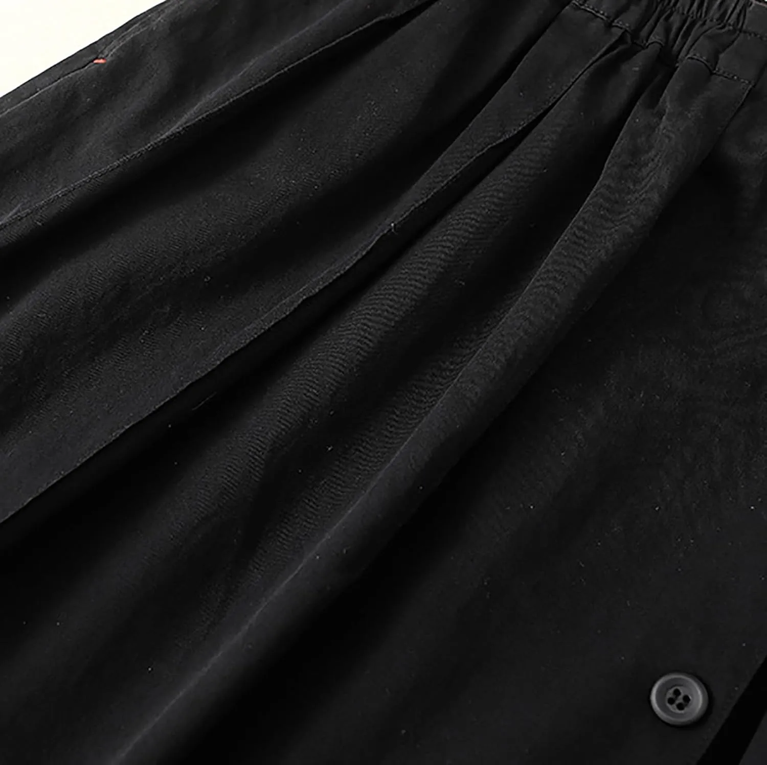 Long Skirts for Women 2024 Elastic Waist Buttons Solid Skirt Summer Causal Ruffle Pleated A-Line Flared Maxi Skirts