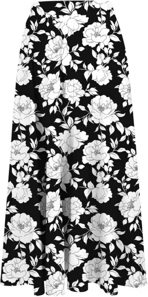 Long Skirts for Women High Elastic Waist Boho Flowy Midi Skirt Casual Summer Floral Pleated A Line Boho Cute Skirts