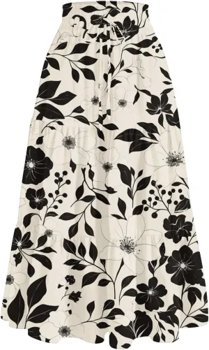 Long Skirts for Women Summer 2025 Boho Flowy High Waist A-Line Maxi Skirt