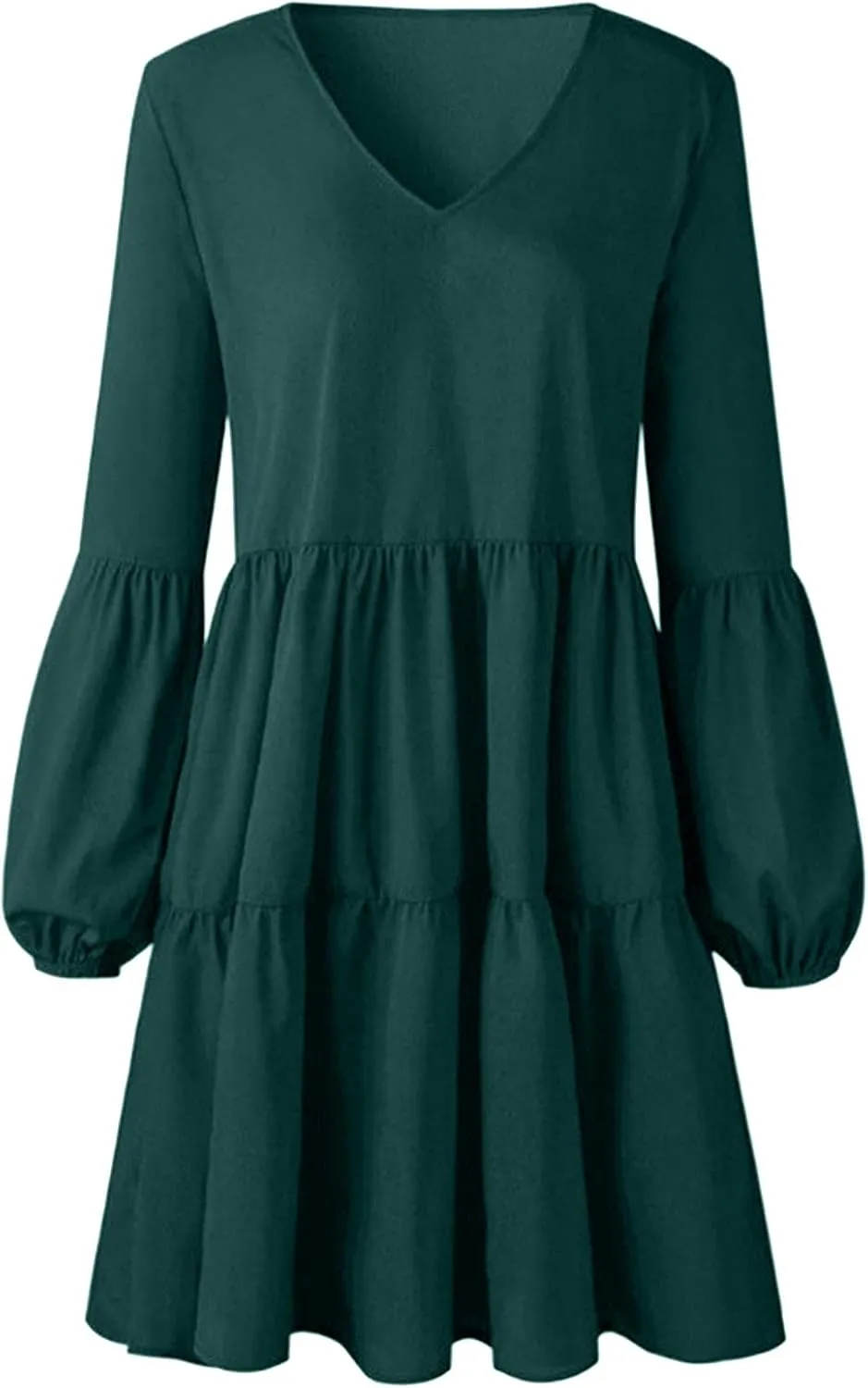Long Sleeve Dress for Women,2025 Summer Casual Mini Dresses Loose Flowy Tiered Dress,V Neck Boho Ruffle Beach Dres