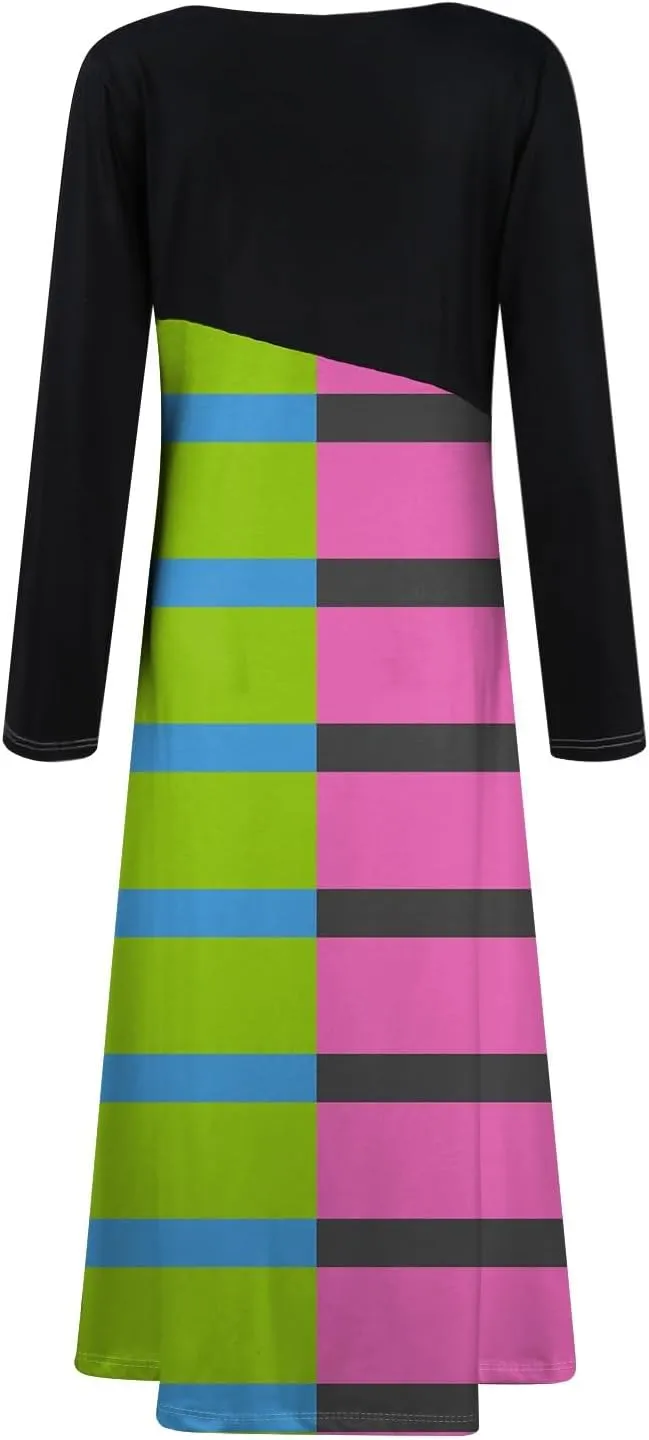 Long Sleeve Midi Dress for Women Formal Plus Size Fall Winter Casual Wedding Guest Cocktail Swing Long Dresses