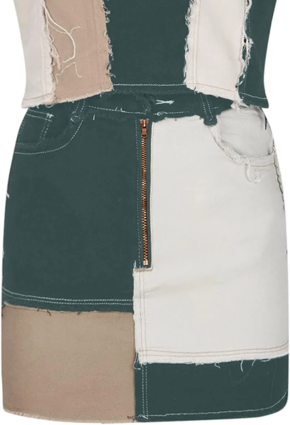 Lpmadey Women's Casual Distressed Fray Hem A-Line Denim Short Skirt Bodycon Jean Denim Skirt High Waisted Jean Skirt Stretchy