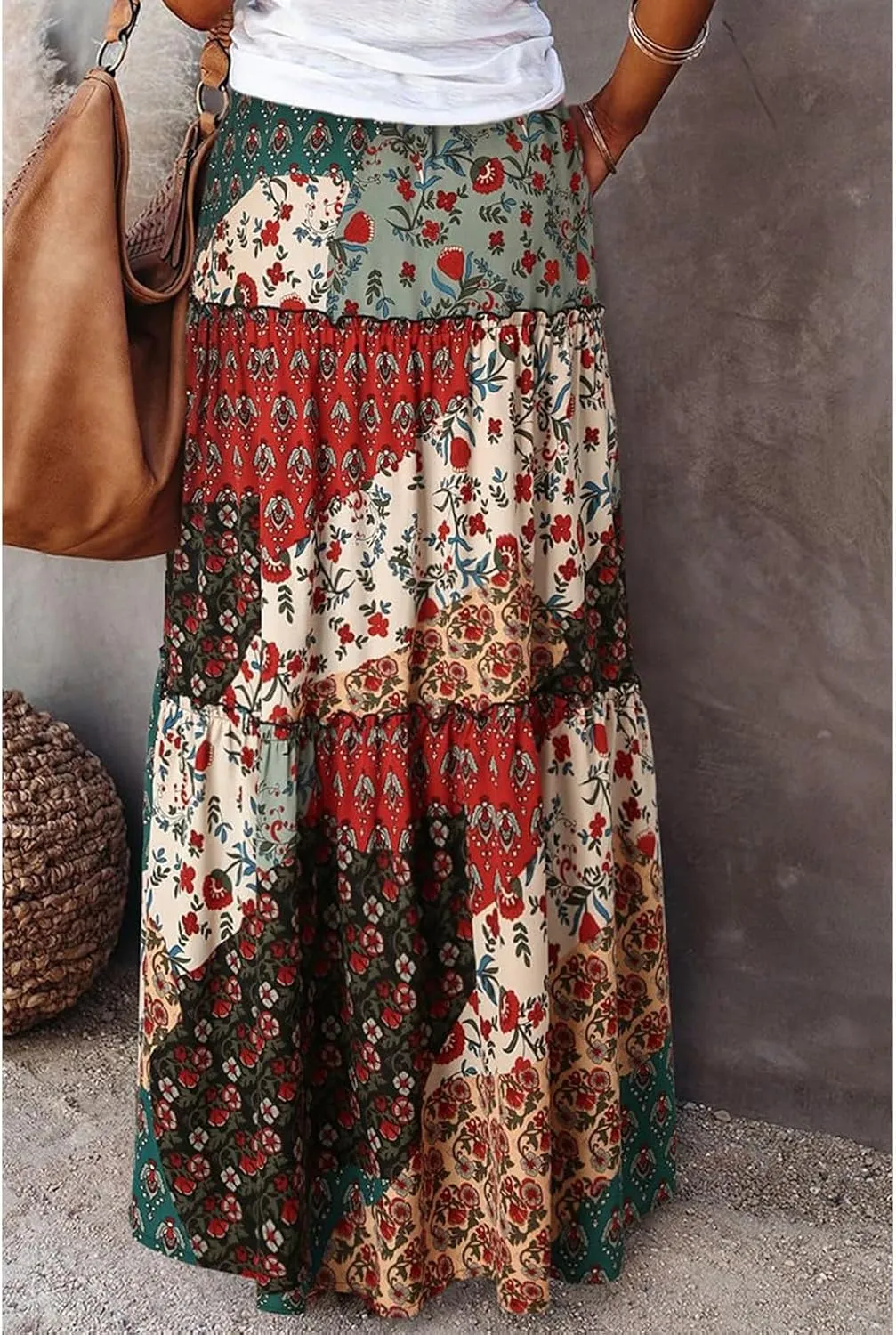 Maxi Boho Skirts for Women Flowy Floral High Waisted Tiered Long Skirts Ladies Casual Bohemian Summer Clothes 2025