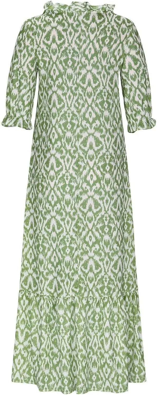 Maxi Dresses for Women 2025 V Neck Vintage Floral Dress Drawstring V Neck Spring Summer Dresses Beach Sundress