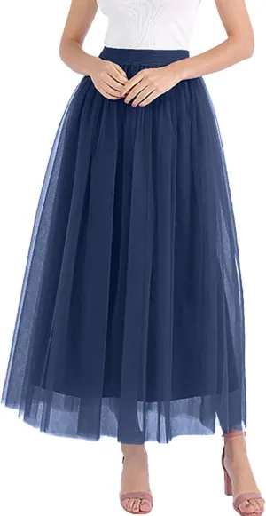 Maxi Skirt Women Tiered Layered Mesh Ballet Prom Party Tulle Tutu A Line Midi Skirt