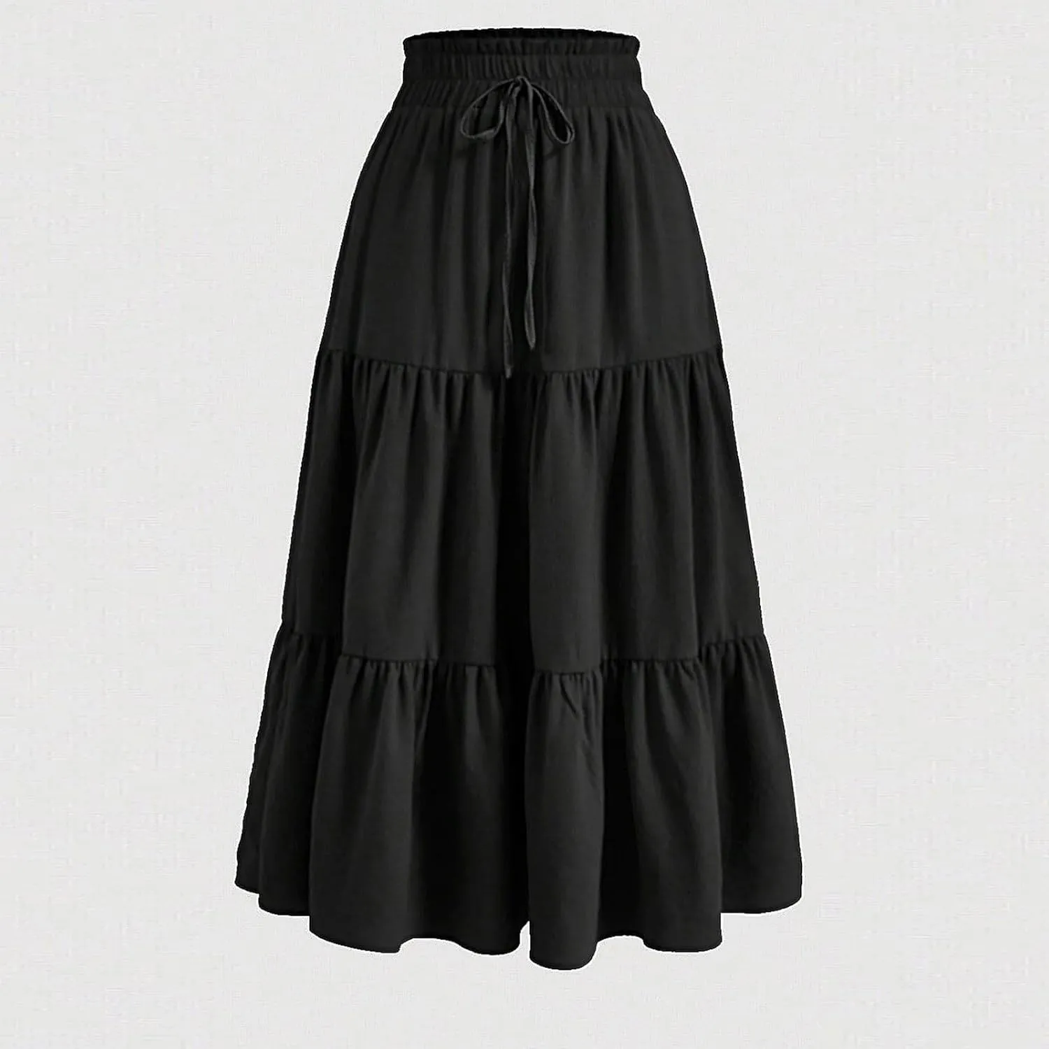 Maxi Skirts for Women 2025 Summer Fashion Flowy Pleated Long Skirt Casual Boho High Waisted Drawstring A Line Skirts