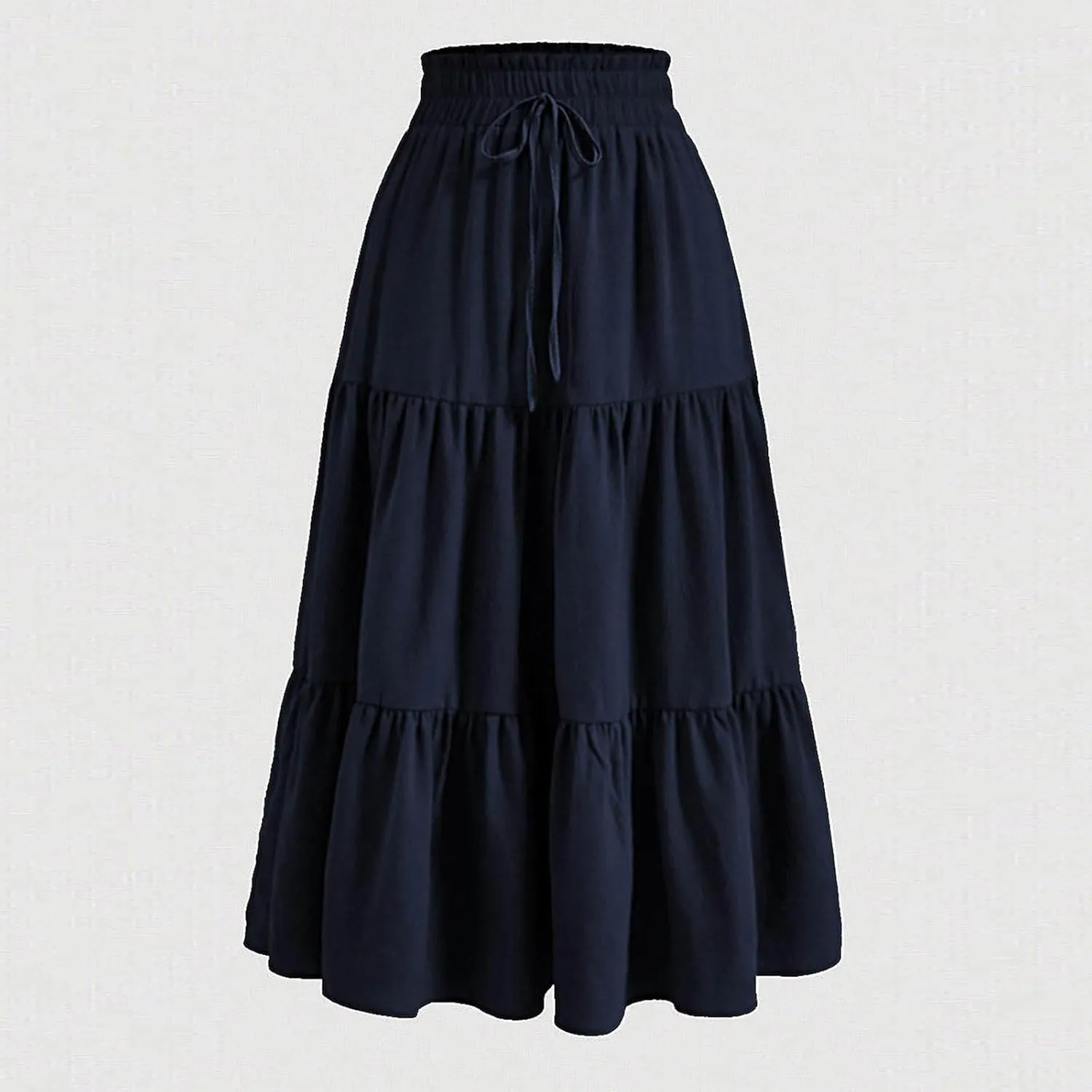 Maxi Skirts for Women 2025 Summer Fashion Flowy Pleated Long Skirt Casual Boho High Waisted Drawstring A Line Skirts