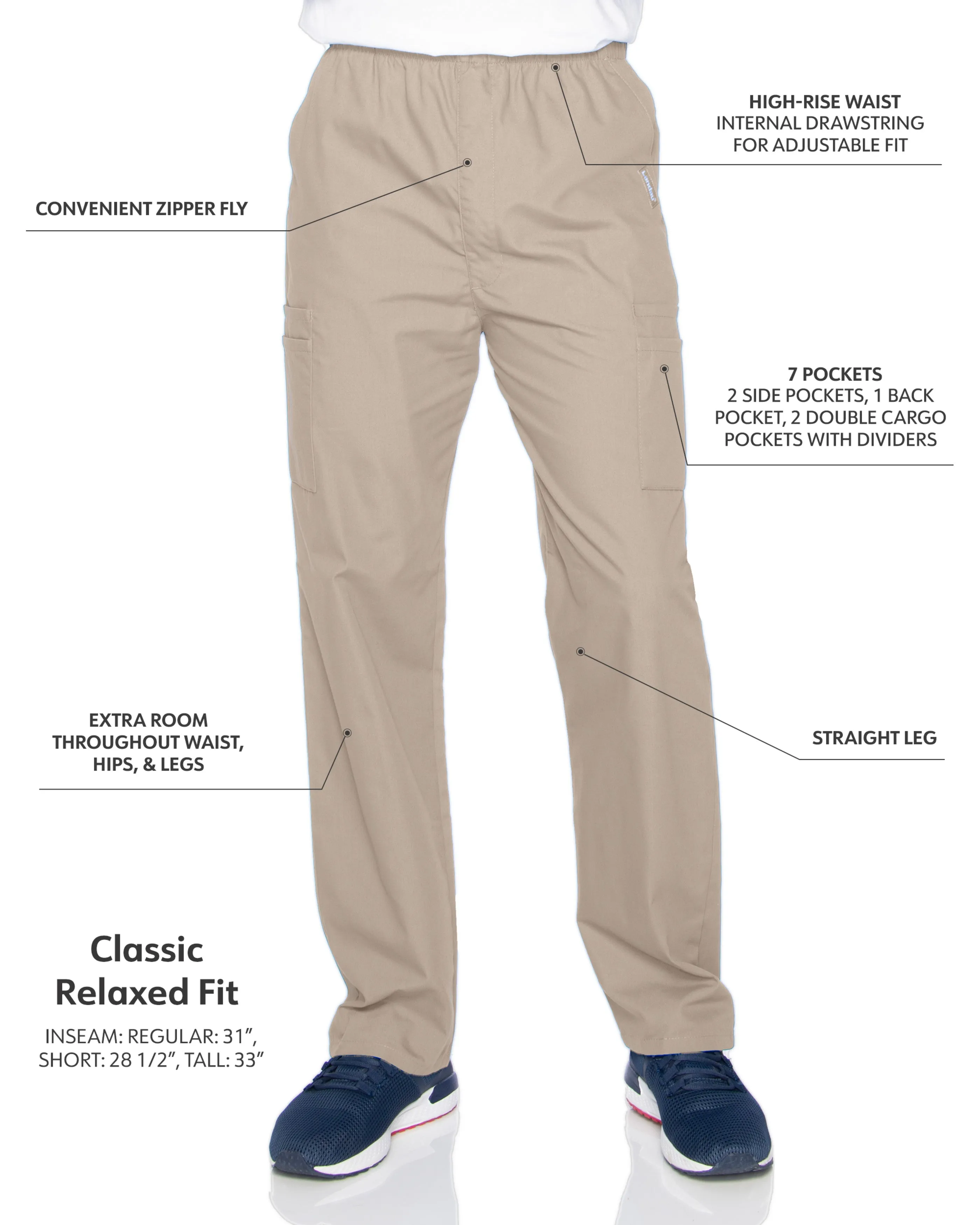 Men's 7-Pocket High-Rise Elastic Waist Cargo Pant - 8555 - Sandstone