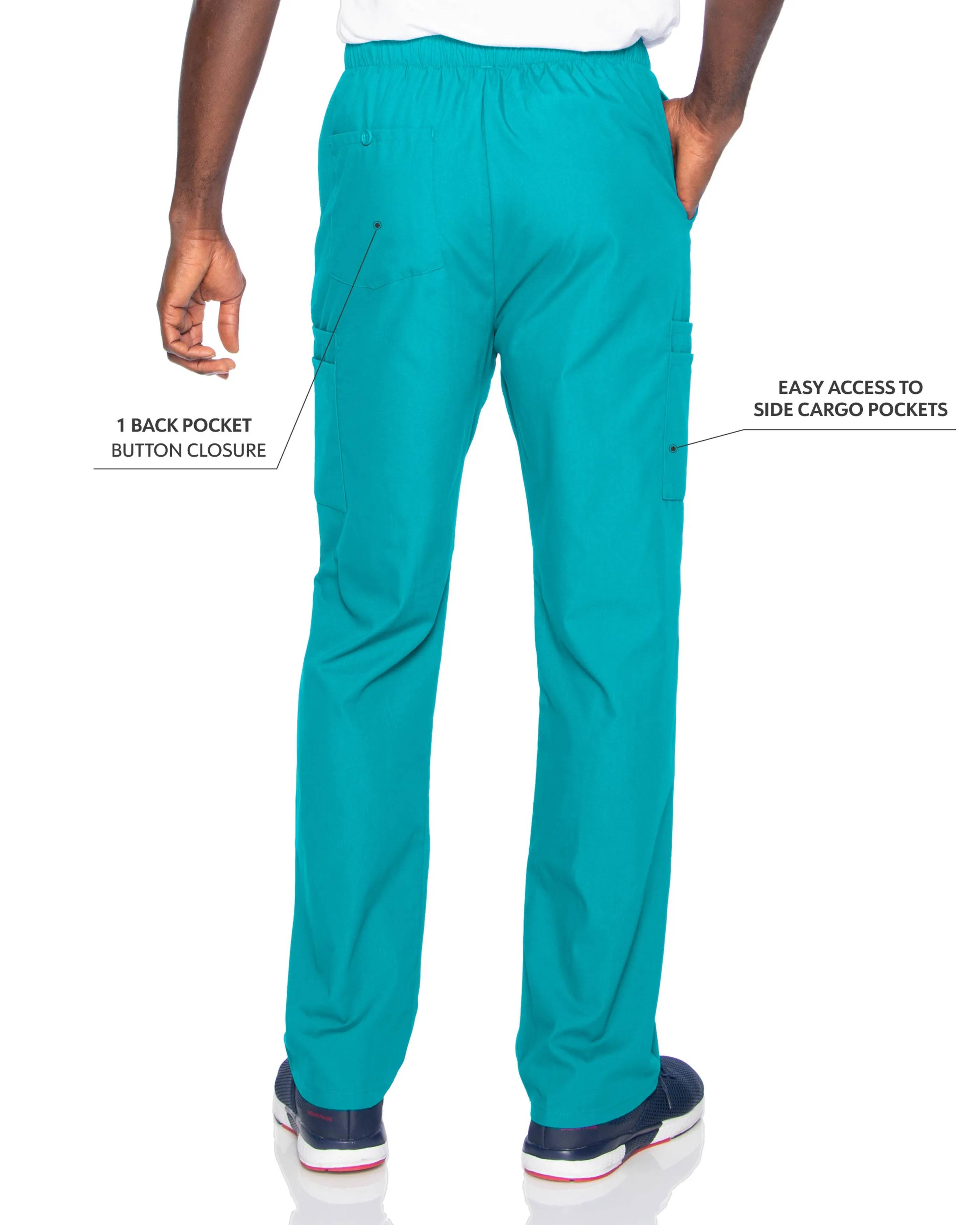 Men's 7-Pocket High-Rise Elastic Waist Cargo Pant - 8555 - Teal