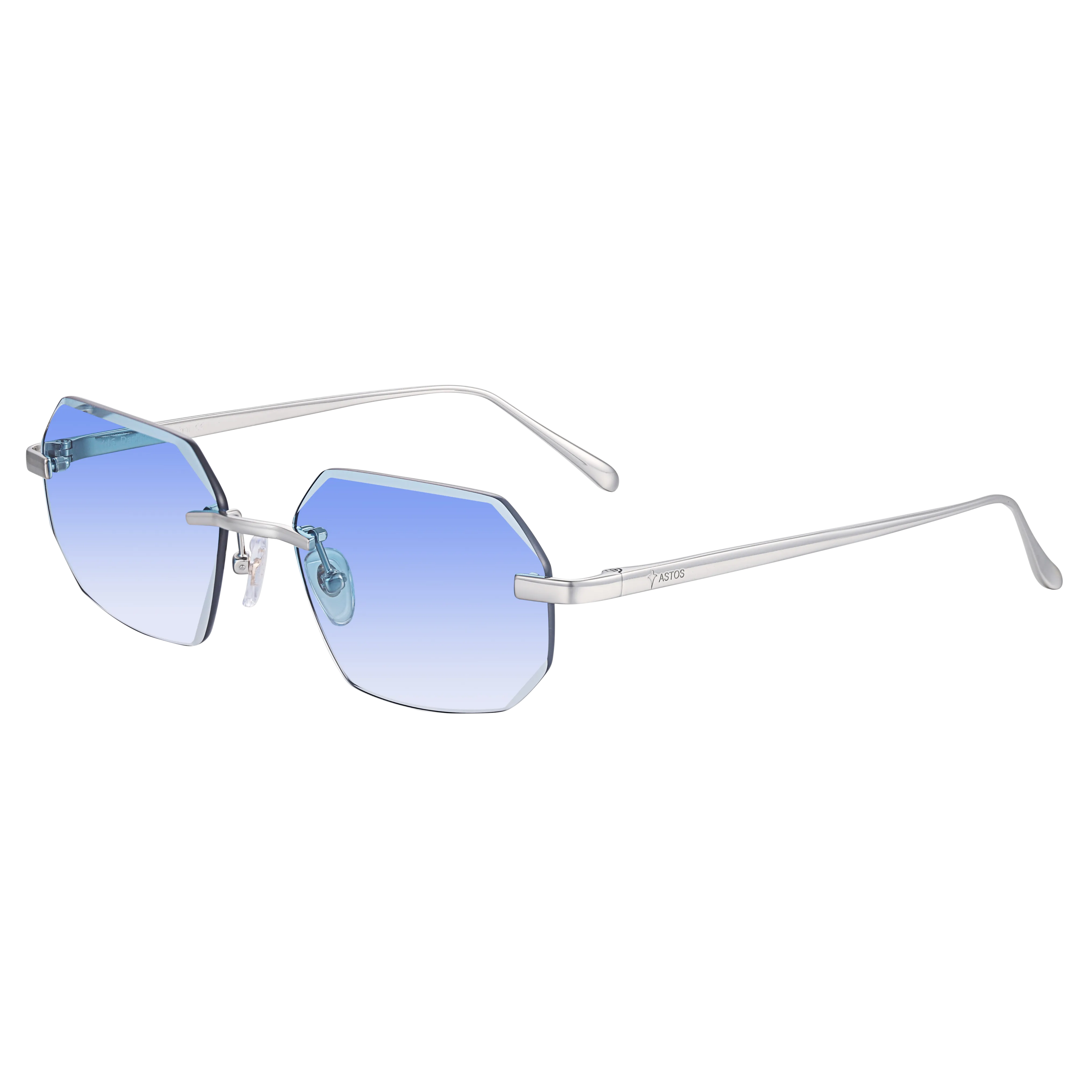 Men's Eyewear Silver Diamond Cut Sky Blue