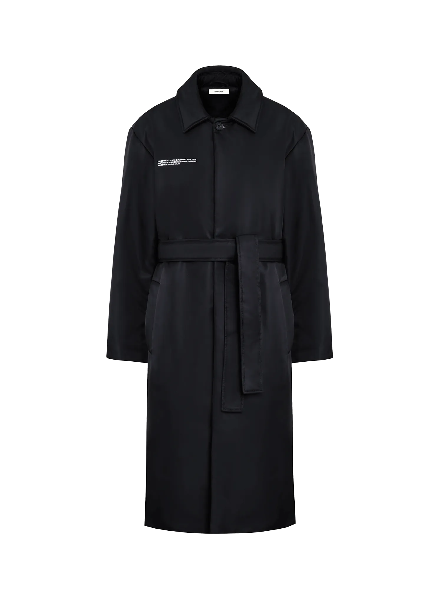 Mens Flower-Warmth Trench Coat—black