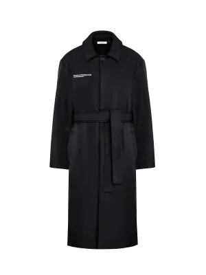 Mens Flower-Warmth Trench Coat—black